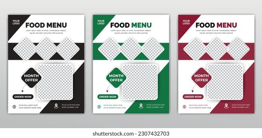 Fast Food Flyer Design Template cooking, cafe and restaurant menu, food ordering, junk food. Vector illustration for banner, poster, flyer, cover, menu, brochure