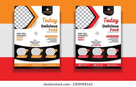 Fast Food Flyer Design Template cooking, restaurant menu, food ordering, Pizza, Burger, French fries and Soda. Vector illustration for poster, flyer, cover, menu, brochure.