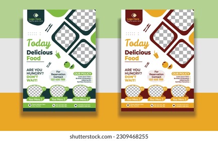 Fast Food Flyer Design Template cooking, restaurant menu, food ordering, Pizza, Burger, French fries and Soda. Vector illustration for poster, flyer, cover, menu, brochure.