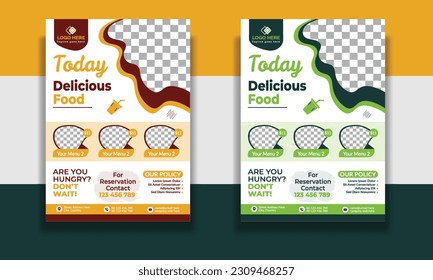 Fast Food Flyer Design Template cooking, restaurant menu, food ordering, Pizza, Burger, French fries and Soda. Vector illustration for poster, flyer, cover, menu, brochure.