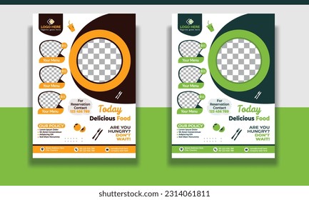 Fast Food Flyer Design Template cooking, restaurant menu, food ordering, Pizza, Burger, French fries and Soda. Vector illustration for poster, flyer, cover, menu, brochure.