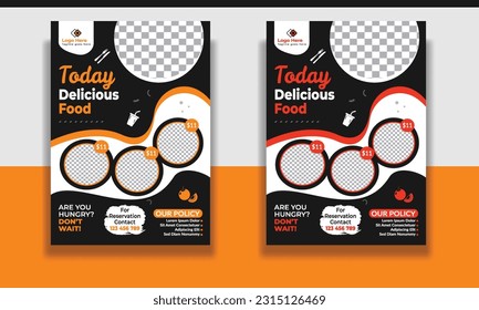 Fast Food Flyer Design Template cooking, restaurant menu, food ordering, Pizza, Burger, French fries and Soda. Vector illustration for poster, flyer, cover, menu, brochure.