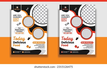 Fast Food Flyer Design Template cooking, restaurant menu, food ordering, Pizza, Burger, French fries and Soda. Vector illustration for poster, flyer, cover, menu, brochure.