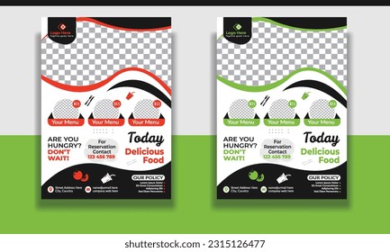 Fast Food Flyer Design Template cooking, restaurant menu, food ordering, Pizza, Burger, French fries and Soda. Vector illustration for poster, flyer, cover, menu, brochure.