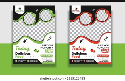 Fast Food Flyer Design Template cooking, restaurant menu, food ordering, Pizza, Burger, French fries and Soda. Vector illustration for poster, flyer, cover, menu, brochure.