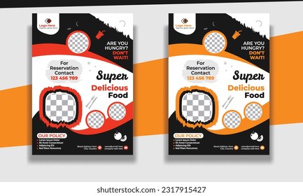 Fast Food Flyer Design Template cooking, restaurant menu, food ordering, Pizza, Burger, French fries and Soda. Vector illustration for poster, flyer, cover, menu, brochure.