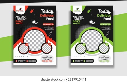 Fast Food Flyer Design Template cooking, restaurant menu, food ordering, Pizza, Burger, French fries and Soda. Vector illustration for poster, flyer, cover, menu, brochure.