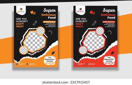 Fast Food Flyer Design Template cooking, restaurant menu, food ordering, Pizza, Burger, French fries and Soda. Vector illustration for poster, flyer, cover, menu, brochure.
