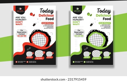 Fast Food Flyer Design Template cooking, restaurant menu, food ordering, Pizza, Burger, French fries and Soda. Vector illustration for poster, flyer, cover, menu, brochure.