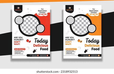 Fast Food Flyer Design Template cooking, restaurant menu, food ordering, Pizza, Burger, French fries and Soda. Vector illustration for poster, flyer, cover, menu, brochure.