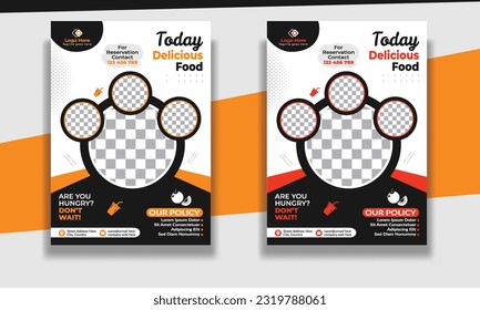 Fast Food Flyer Design Template cooking, restaurant menu, food ordering, Pizza, Burger, French fries and Soda. Vector illustration for poster, flyer, cover, menu, brochure.