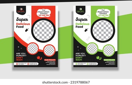 Fast Food Flyer Design Template cooking, restaurant menu, food ordering, Pizza, Burger, French fries and Soda. Vector illustration for poster, flyer, cover, menu, brochure.