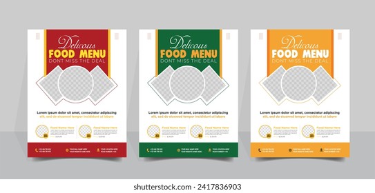 Fast Food Flyer Design Template cooking, cafe and modern restaurant menu, food ordering, junk food. Vector illustration for flyer template design, banner, poster, cover, menu, brochure