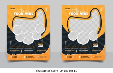 Fast Food Flyer Design Template cooking, cafe and modern restaurant menu, food ordering, junk food. Vector illustration for flyer template design, banner, poster, cover, menu, brochure