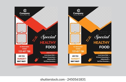 Fast Food Flyer Design Template restaurant menu, food ordering, junk food. Pizza, Burger