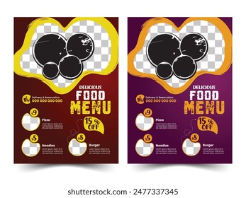 Fast food flyer design template in A4 size, vector illustration, Menu placemat food restaurant brochure, menu template design, food concept.