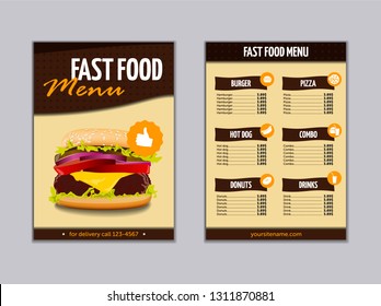 Fast food flyer design vector template in A4 size.Brochure and Layout Design.food concept. vector illustration eps10