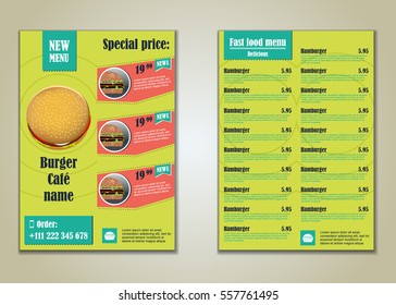 Fast food flyer design vector template in A4 size.