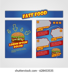 Fast food flyer design vector template in A4 size. Brochure and Layout Design. food concept.
