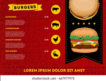 Fast food flyer design vector template in A4 size. Brochure and Layout Design. food concept. vector