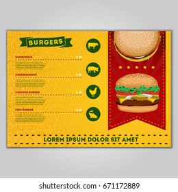 Fast food flyer design vector template in A4 size. Brochure and Layout Design. food concept. vector