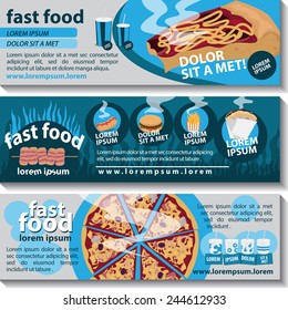 Fast Food Flyer Template Set - Vector Illustration, Graphic Design, Editable For Your Design   