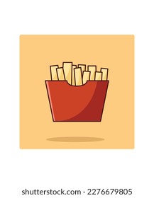 fast food. French fried potato in a red pack box. Fast food, junk. Cartoon vector illustration.