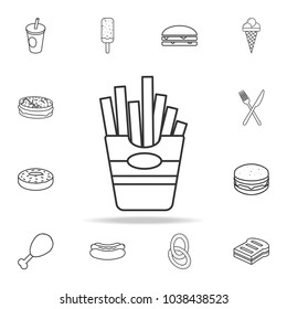 Fast Food French Fries Line Icon. Detailed set of fast food icons. Premium quality graphic design. One of the collection icons for websites, web design, mobile app on white background