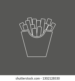 Fast Food French Fries Line Icon On White Background. Eps 10