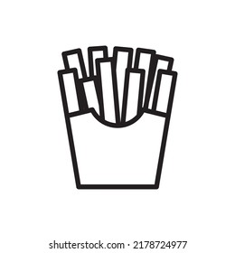 Fast Food French Fries. Line Icons On White Background