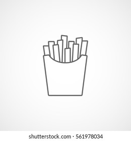 Fast Food French Fries Line Icon On White Background