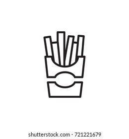 Fast Food French Fries Line Icon On White Background