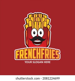 Fast food french fries logo with added smiley face and typography
