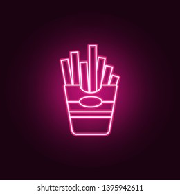 Fast food french fries neon icon. Elements of fast food set. Simple icon for websites, web design, mobile app, info graphics