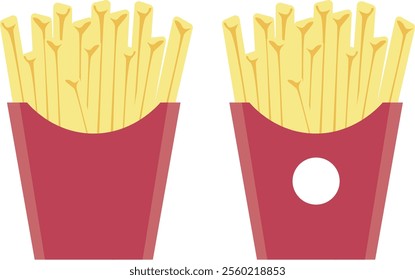 Fast food french fries in paper box.