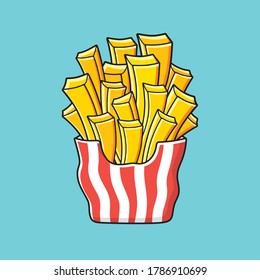 Fast food french fries potato chips box isolated cartoon vector