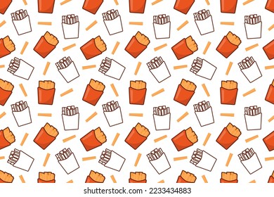 Fast food french fries seamless pattern vector design