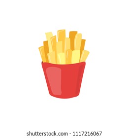 Fast Food french fries vector icon. Unhealthy eating potato cartoon illustration isolated on white background