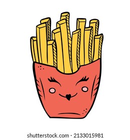 Fast food french fries. Vector illustration in doodle style