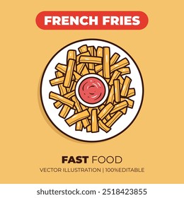 Ilustração de vetor de batatas fritas de fast food