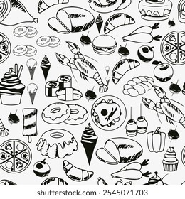 Fast Food Frenzy Pattern - Este padrão vibrante e de dar água na boca traz o delicioso mundo do fast food à vida.