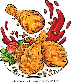 fast food fried chicken illustration art image