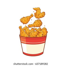 Fast food fried chicken meat. Vector illustration