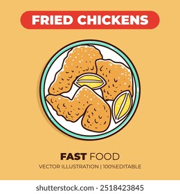 Ilustração do vetor de frangos fritos de fast food