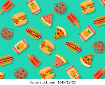 Fast food fruit and drink pattern
