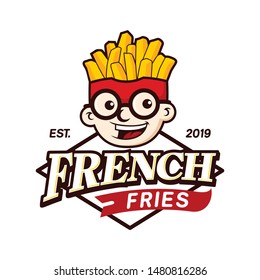 Fast Food Geek French Fries Logo Cartoon