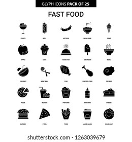 Fast food Glyph Vector Icon set