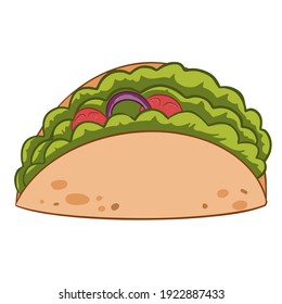 Fast food Gyro. Cartoon style. Element for cooking recipes, menus, and restaurants