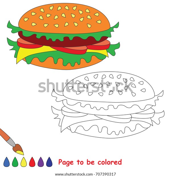 Fast Food Hamburger Be Colored Coloring Stock Vector (Royalty Free ...