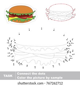 The fast food hamburger. Dot to dot educational game for kids.